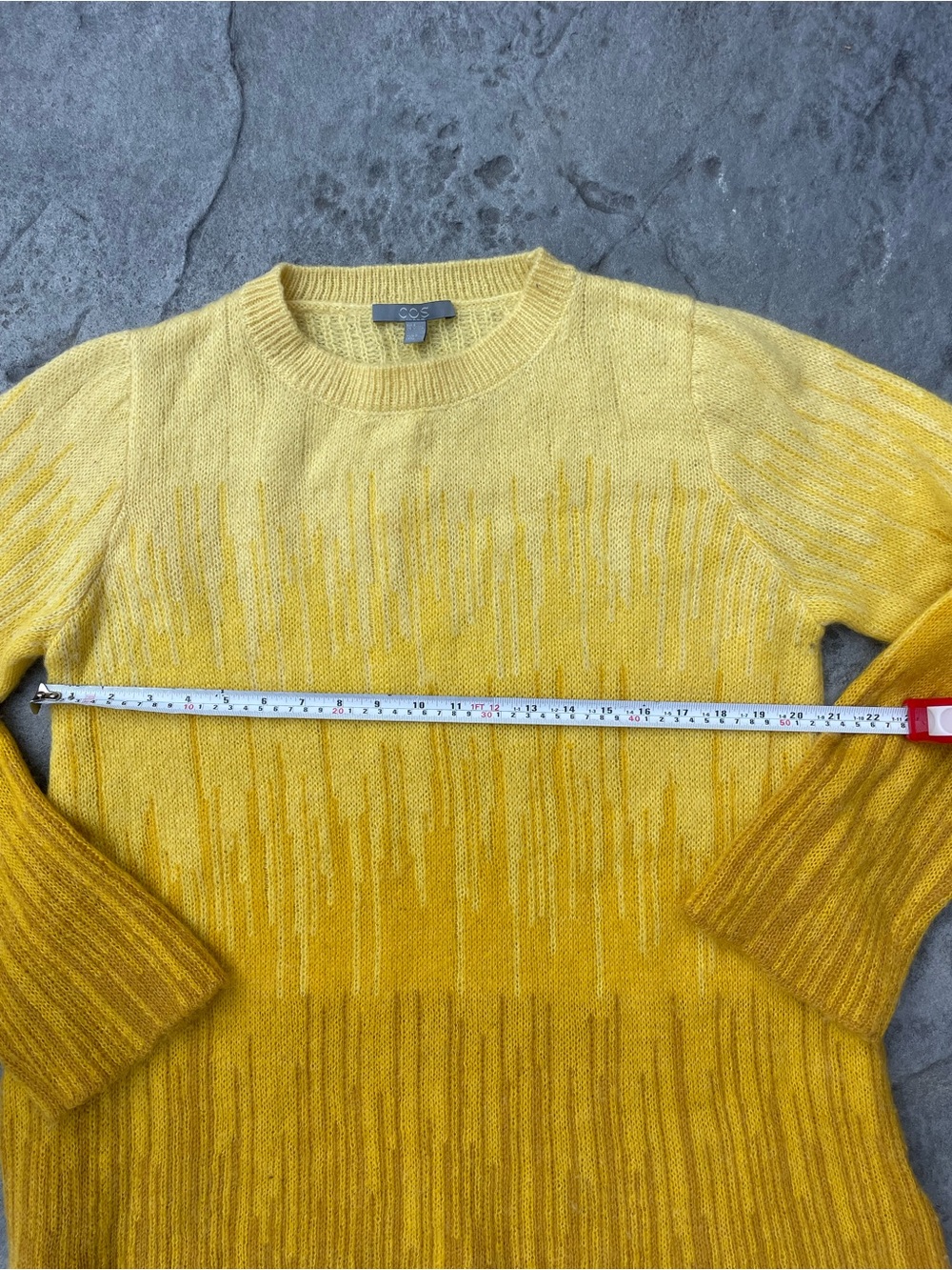 COS Yellow Gradient Mohair Wool Sweater Relaxed Knit - Picture 6 of 8